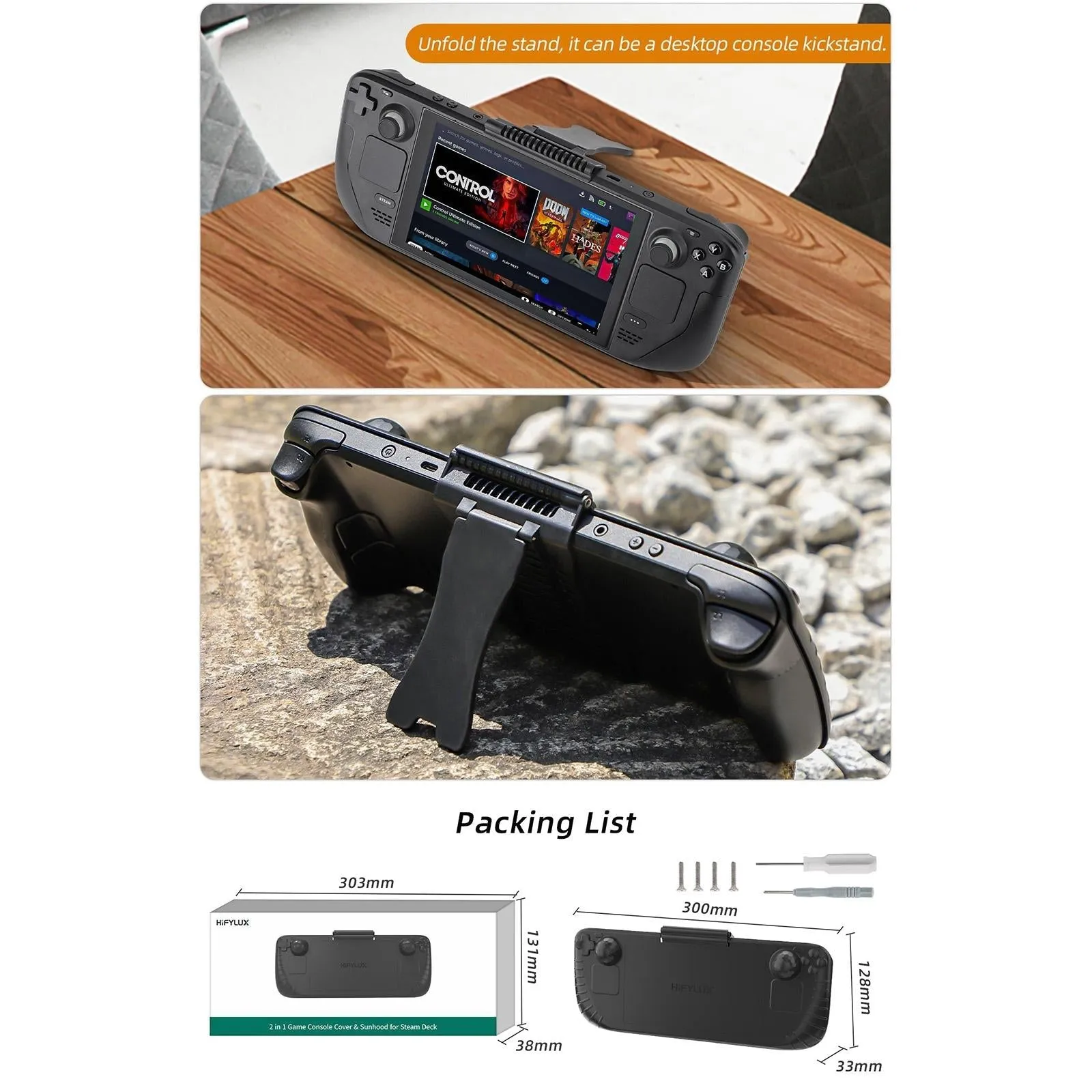 3-in-1 Gaming Console Protector | Sun Hood | Kickstand