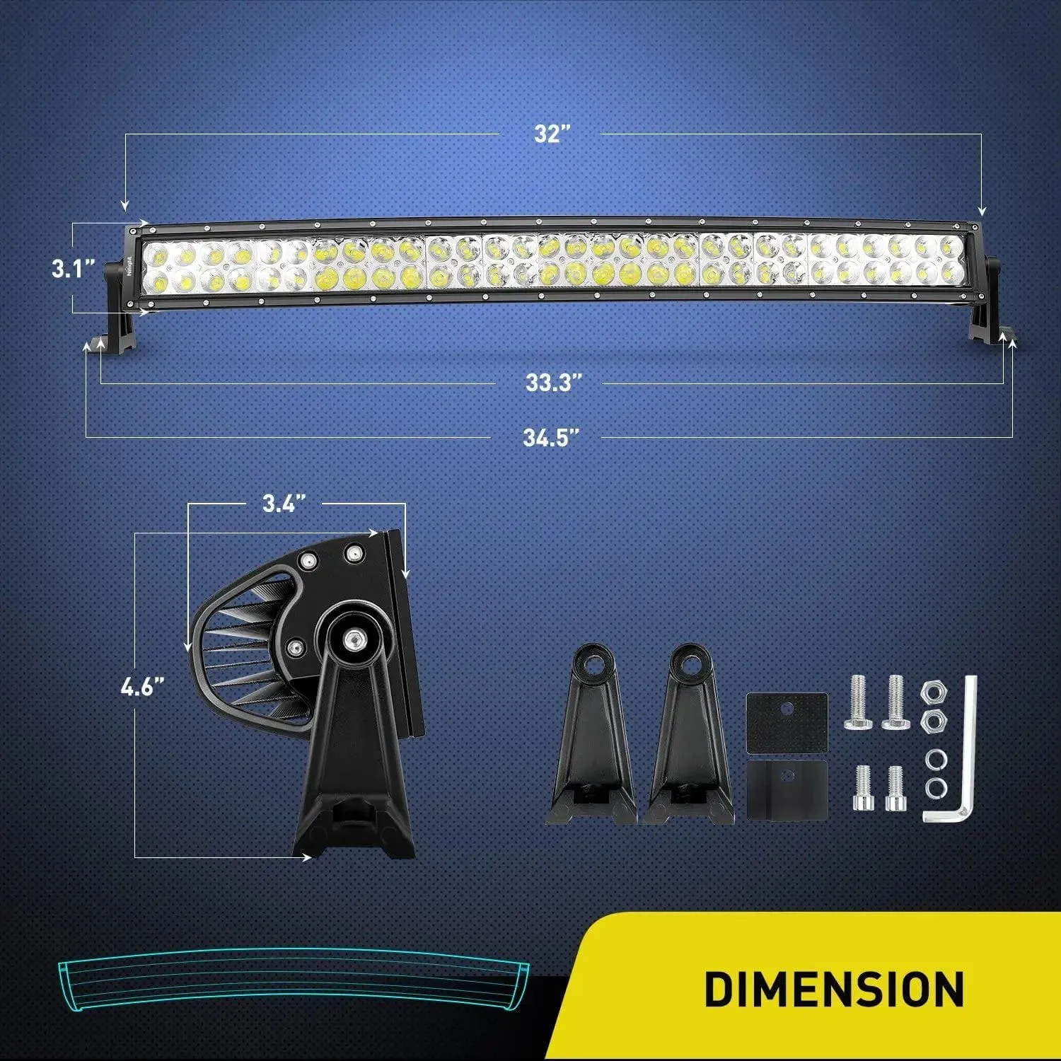 32 Inch 180W Double Row Curved Spot Flood LED Light Bar