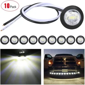 3/4 inch White Round LED Marker Lights (10 Pcs)