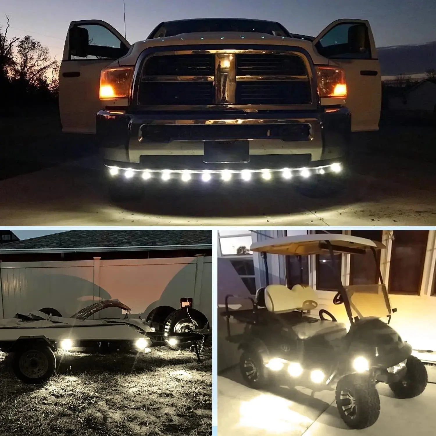 3/4 inch White Round LED Marker Lights (10 Pcs)