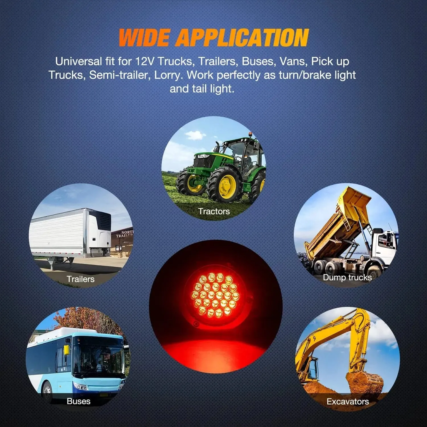 4 Inch Red Round Steel Chrome 24Leds Tail Light (Pair)