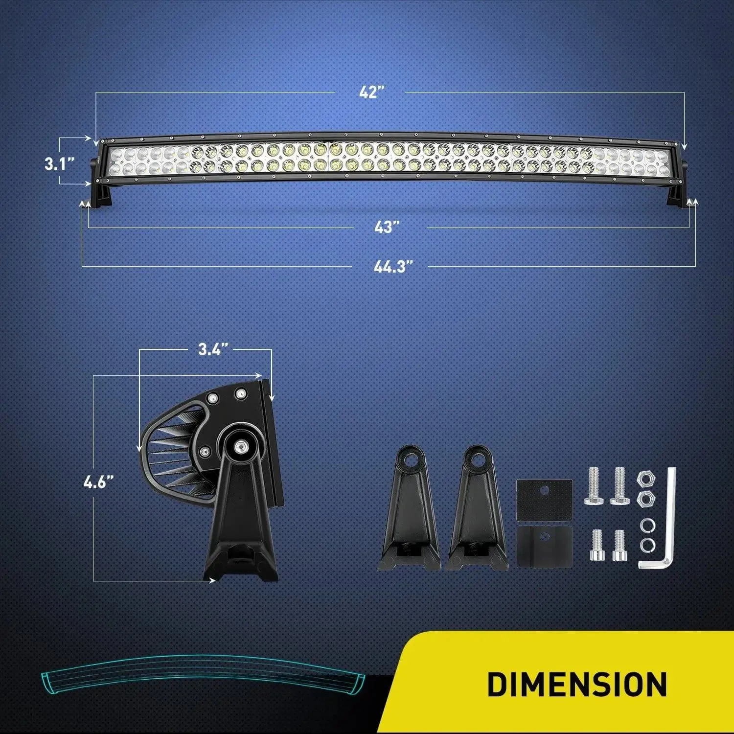 42 Inch 240W Double Row Curved Spot Flood LED Light Bar