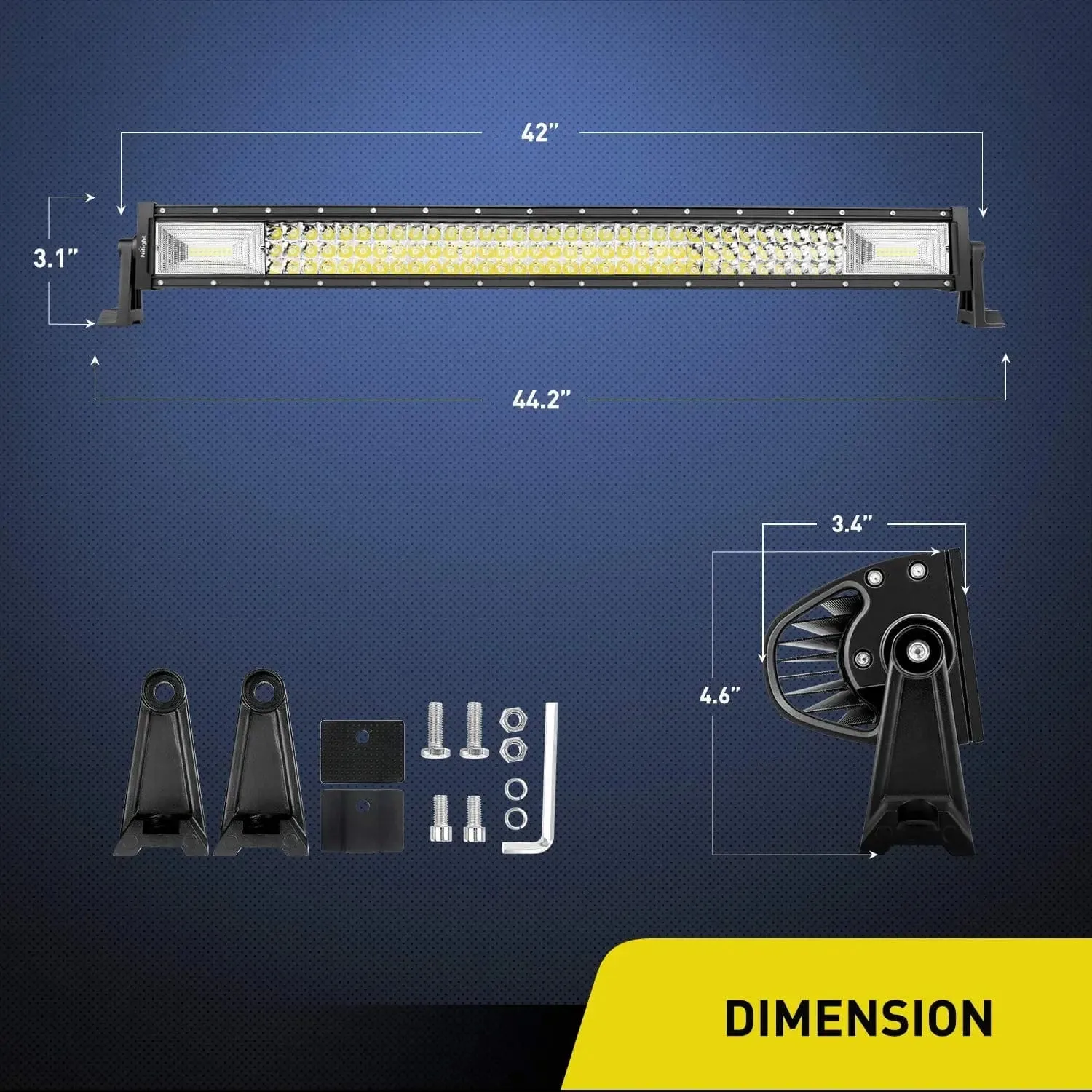 42 Inch 648W 43000LM Triple Row Spot Flood LED Light Bar