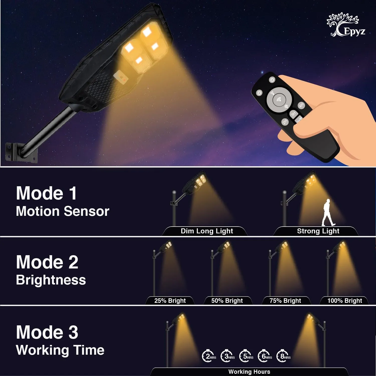 50 Watt Solar Street Light (Warm Light)