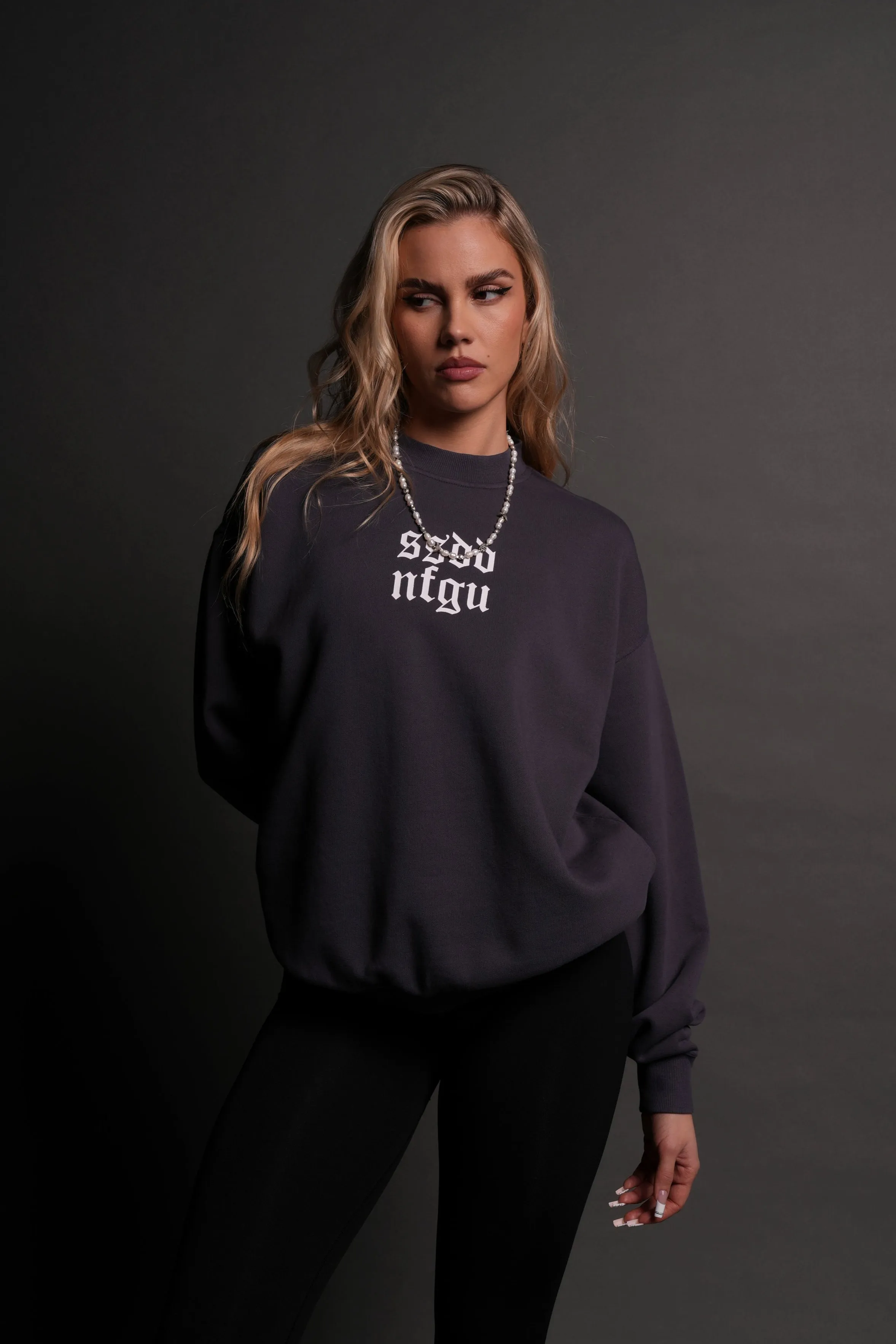 Big SSDD NFGU She London Crewneck in Midnight Blue