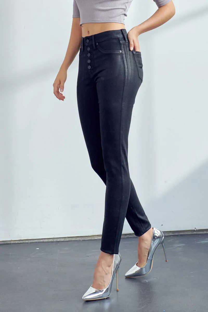 Faux Black Leather Leggings Wetlook Leggings