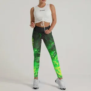 Green Panda Skull Leggings