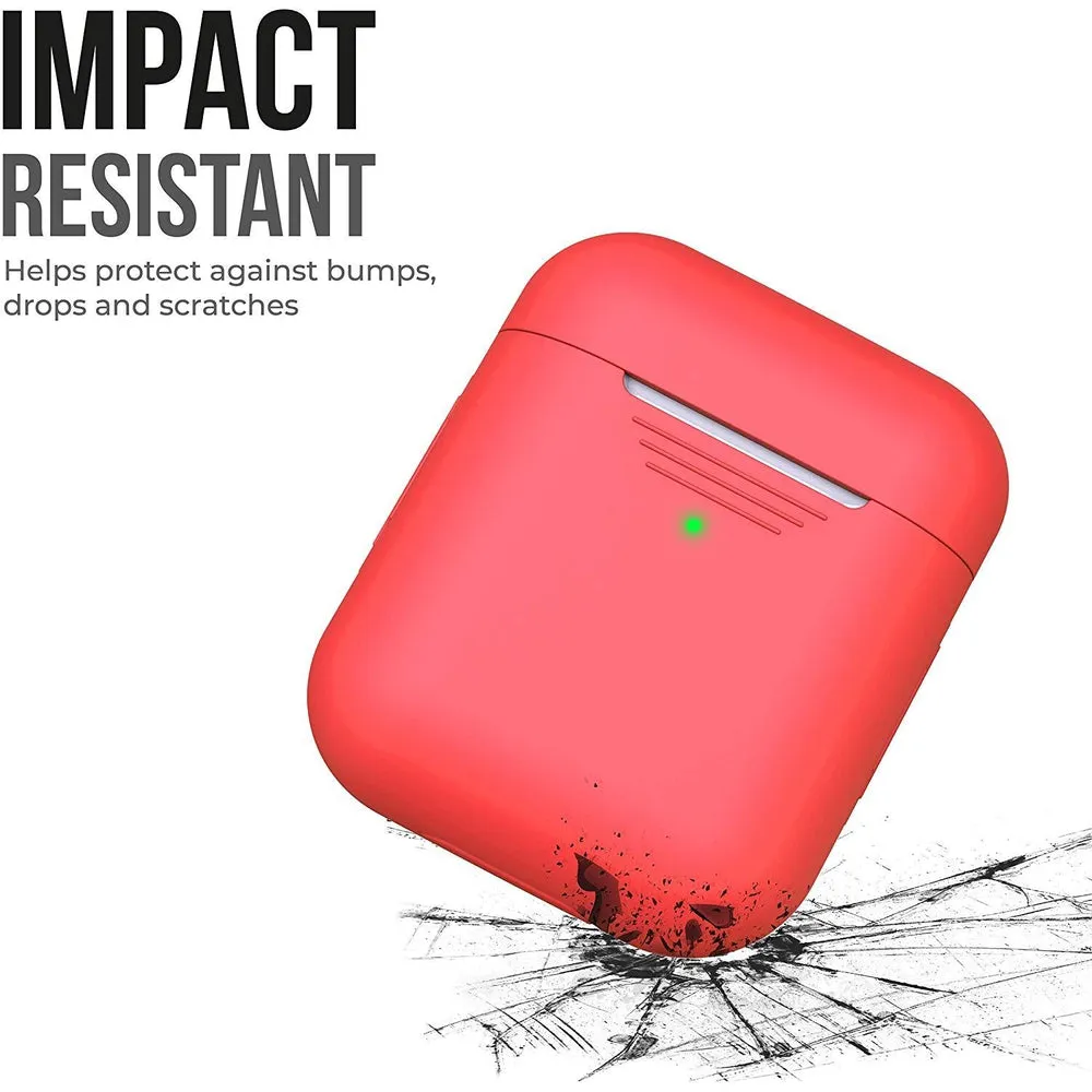 KEYBUDZ PodSkinz Protective Silicone Cover for AirPods 1 & 2 - Lava Red
