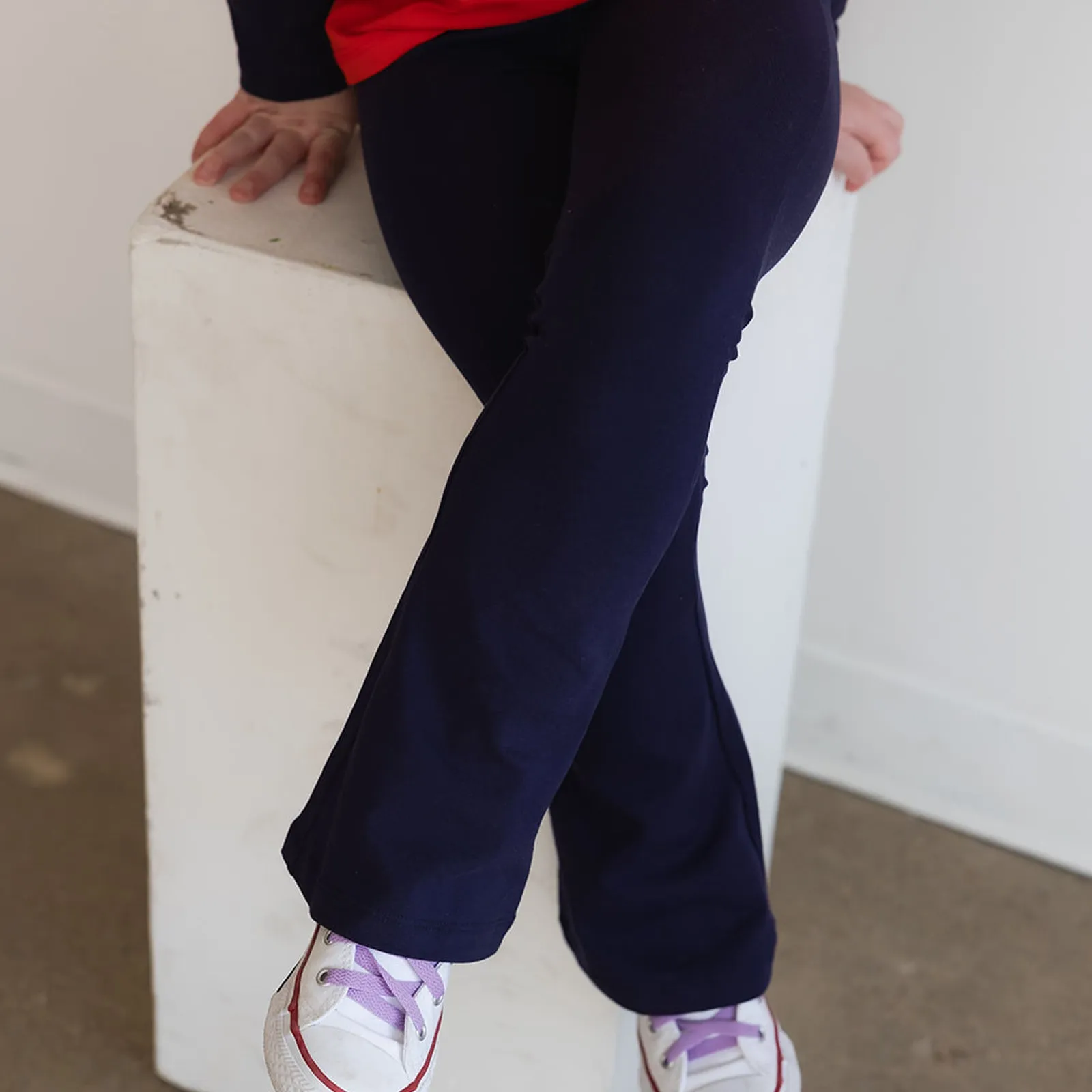 Kids Leggings: Organic Cotton Flared Yoga Pants: Solids