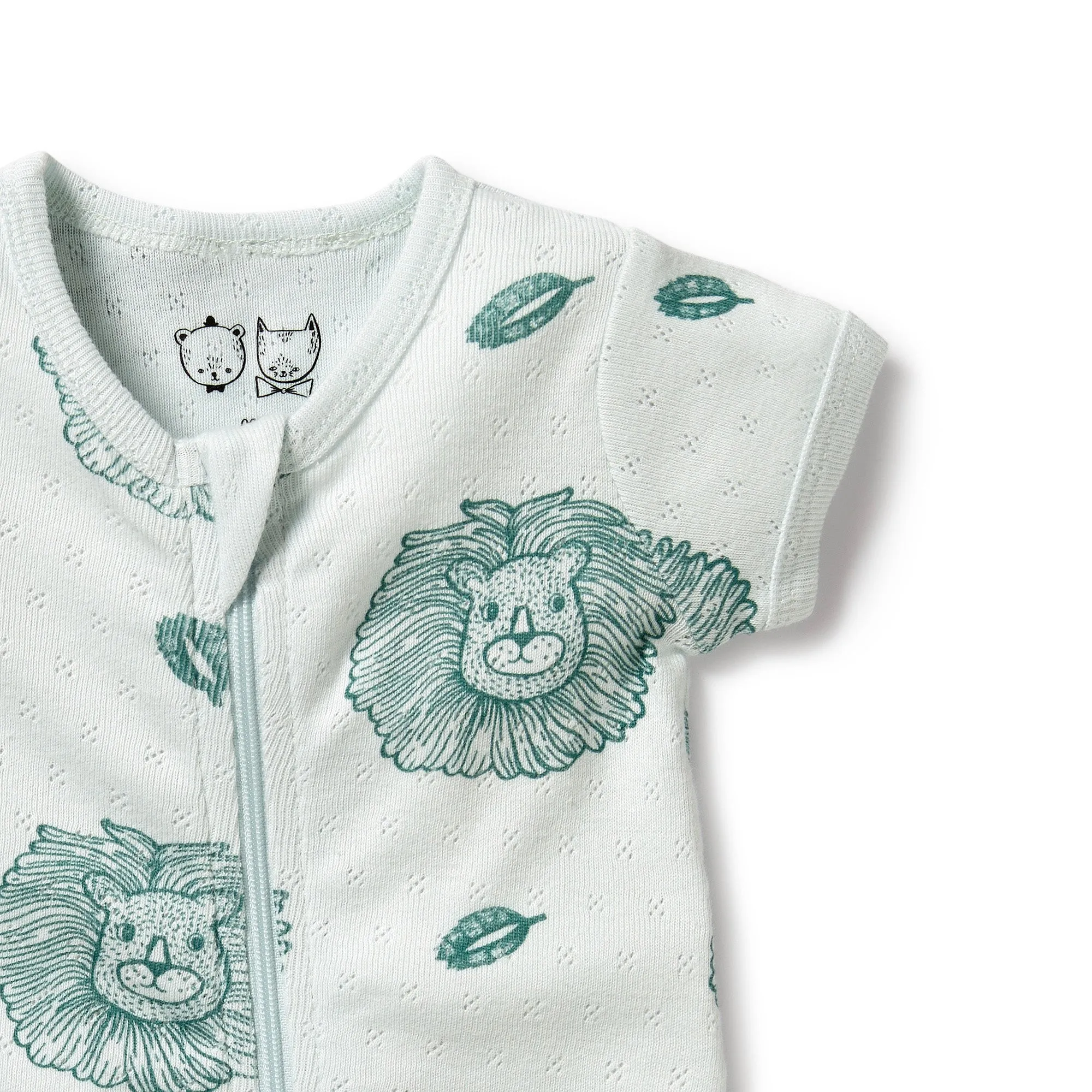 Wilson and Frenchy Little Lion Organic Pointelle Boyleg Zipsuit
